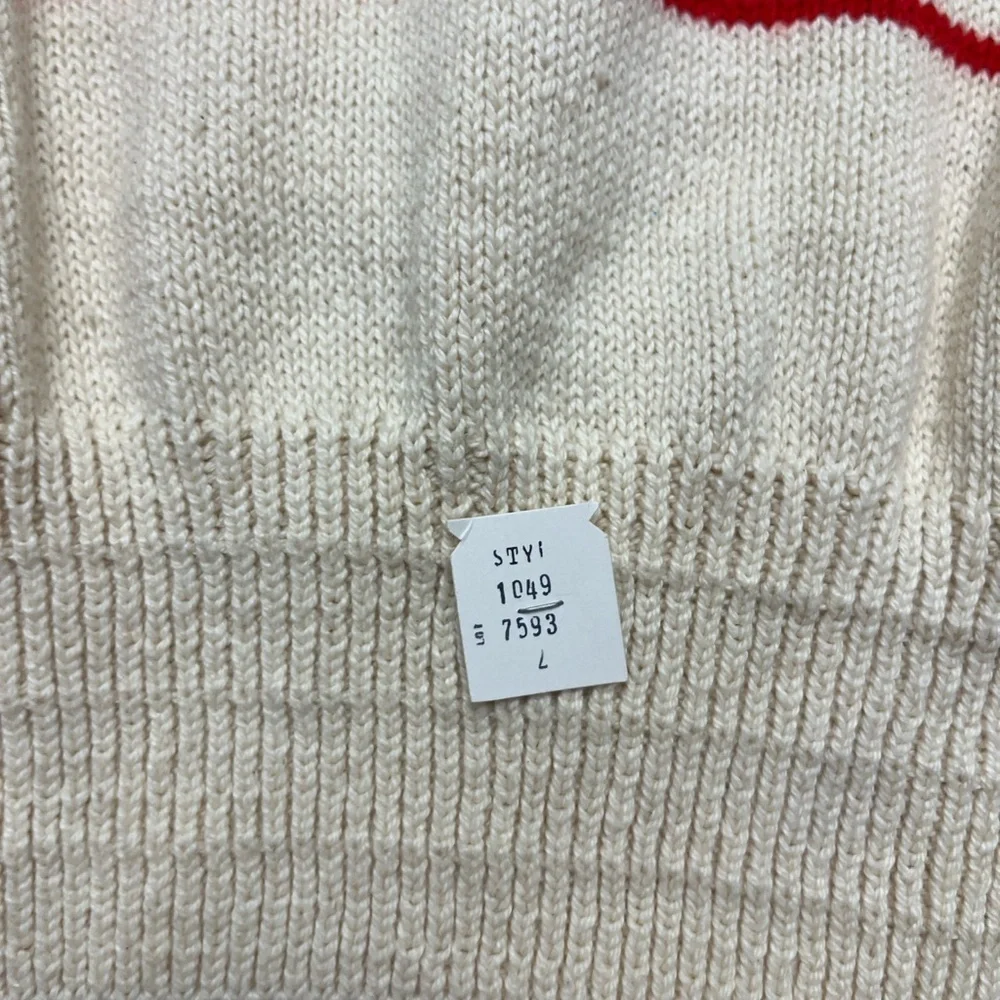 Par Four Sweater Vintage 90’s Deadstock Cream Red Stripes 100% Cotton Golf EUC - Picture 11 of 15
